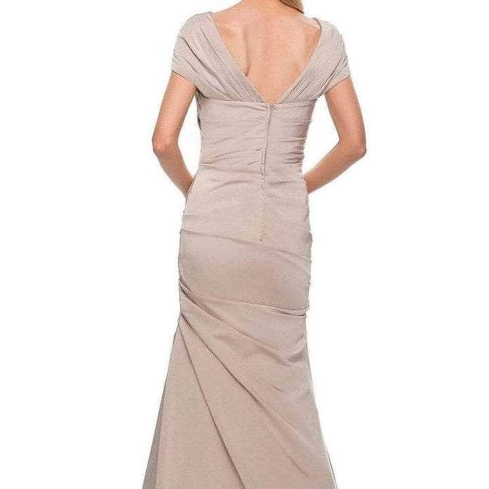 La Femme Elegant Cream Dress - Picture 3 of 6